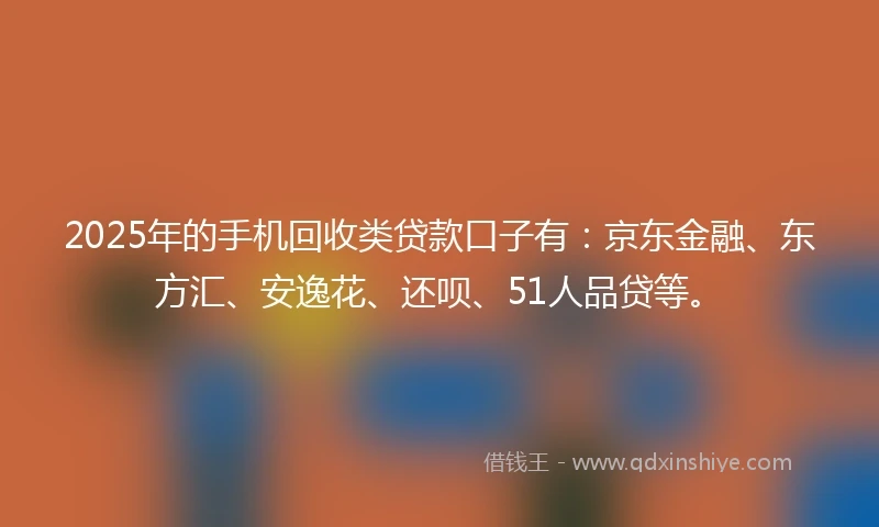 2025年的手机回收类贷款口子有：京东金融、东方汇、安逸花、还呗、51人品贷等。