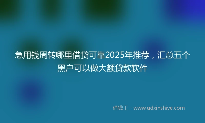 急用钱周转哪里借贷可靠2025年推荐，汇总五个黑户可以做大额贷款软件