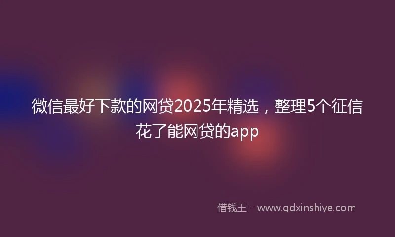 微信最好下款的网贷2025年精选，整理5个征信花了能网贷的app