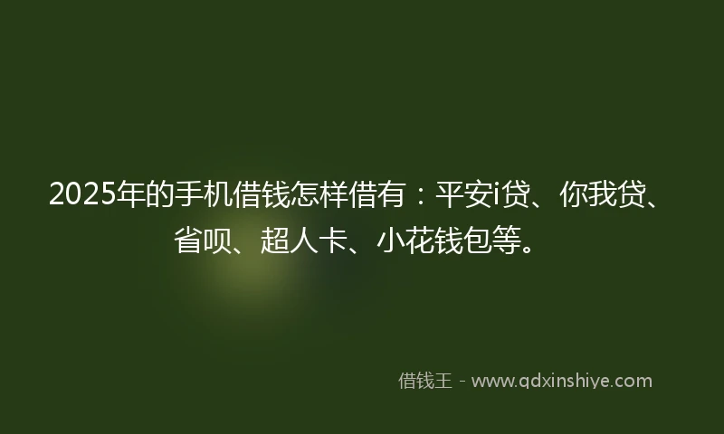 2025年的手机借钱怎样借有：平安i贷、你我贷、省呗、超人卡、小花钱包等。