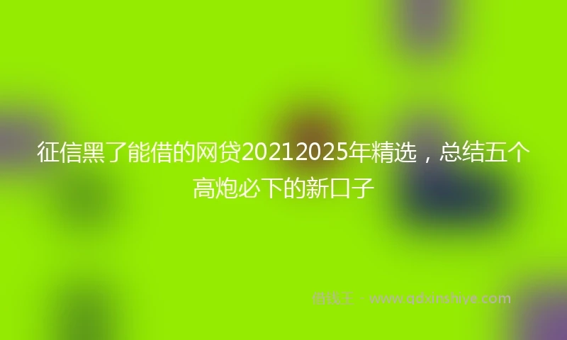 征信黑了能借的网贷20212025年精选，总结五个高炮必下的新口子
