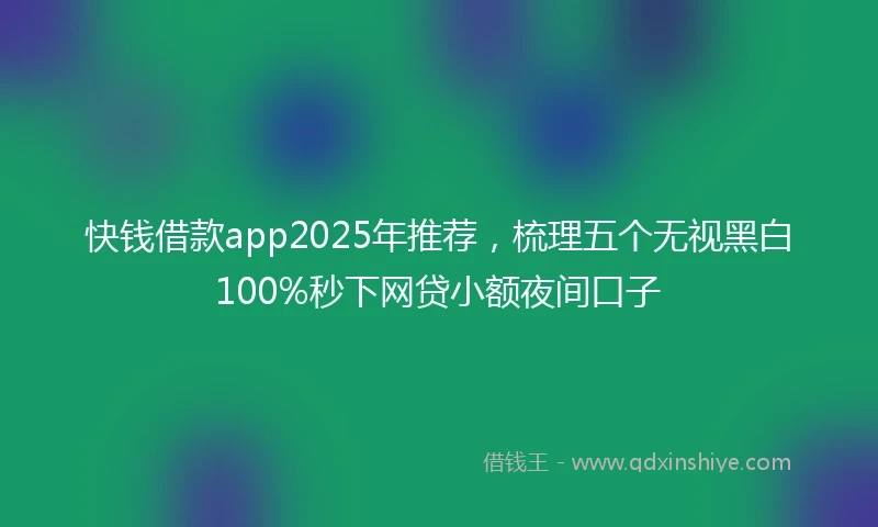 快钱借款app2025年推荐，梳理五个无视黑白100%秒下网贷小额夜间口子