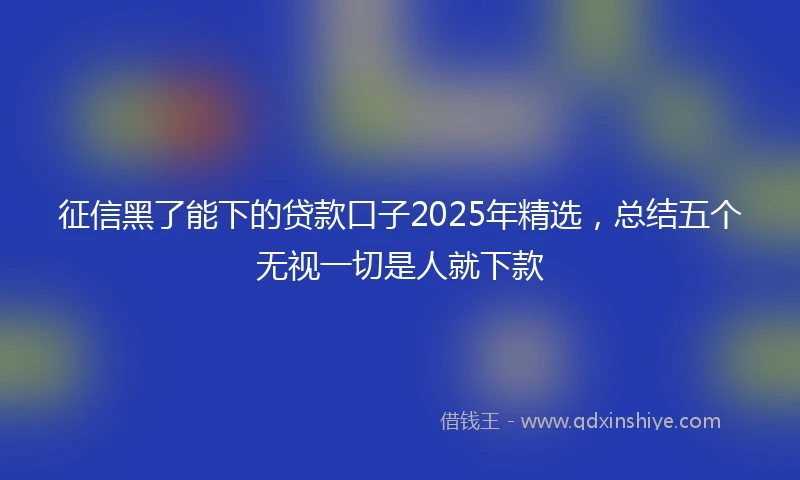 征信黑了能下的贷款口子2025年精选，总结五个无视一切是人就下款