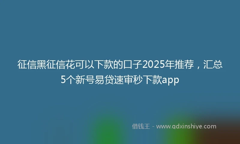 征信黑征信花可以下款的口子2025年推荐，汇总5个新号易贷速审秒下款app