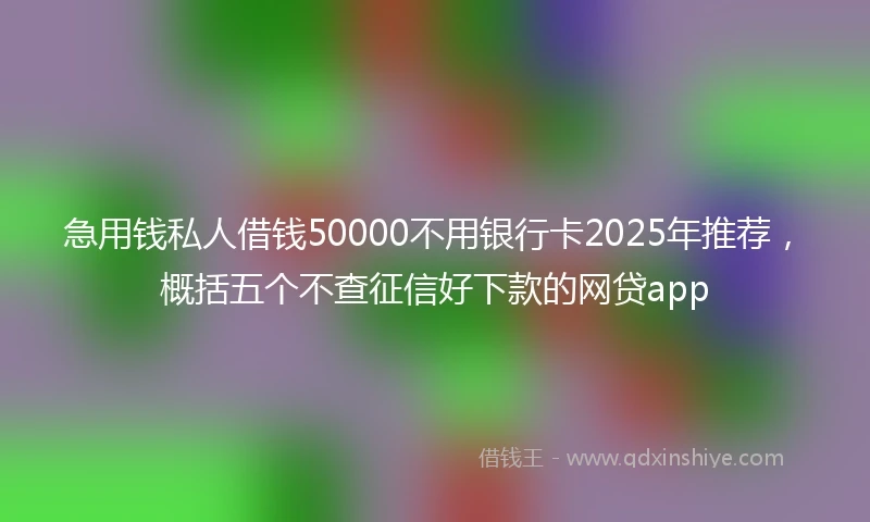急用钱私人借钱50000不用银行卡2025年推荐，概括五个不查征信好下款的网贷app
