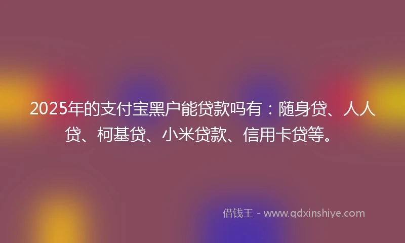 2025年的支付宝黑户能贷款吗有：随身贷、人人贷、柯基贷、小米贷款、信用卡贷等。
