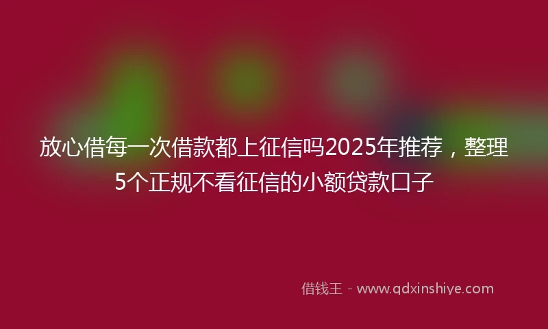 放心借每一次借款都上征信吗2025年推荐，整理5个正规不看征信的小额贷款口子