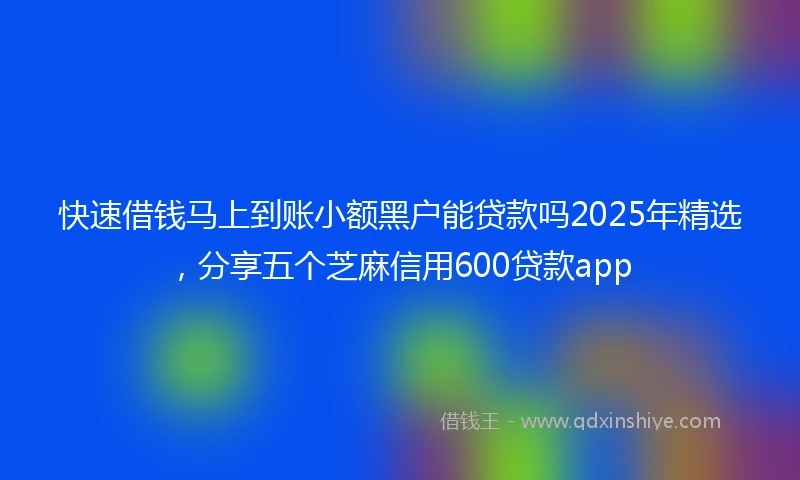 快速借钱马上到账小额黑户能贷款吗2025年精选，分享五个芝麻信用600贷款app