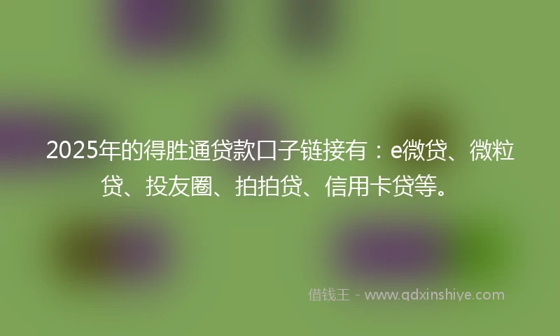 2025年的得胜通贷款口子链接有：e微贷、微粒贷、投友圈、拍拍贷、信用卡贷等。