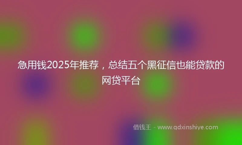急用钱2025年推荐，总结五个黑征信也能贷款的网贷平台