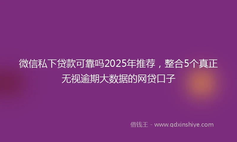 微信私下贷款可靠吗2025年推荐，整合5个真正无视逾期大数据的网贷口子
