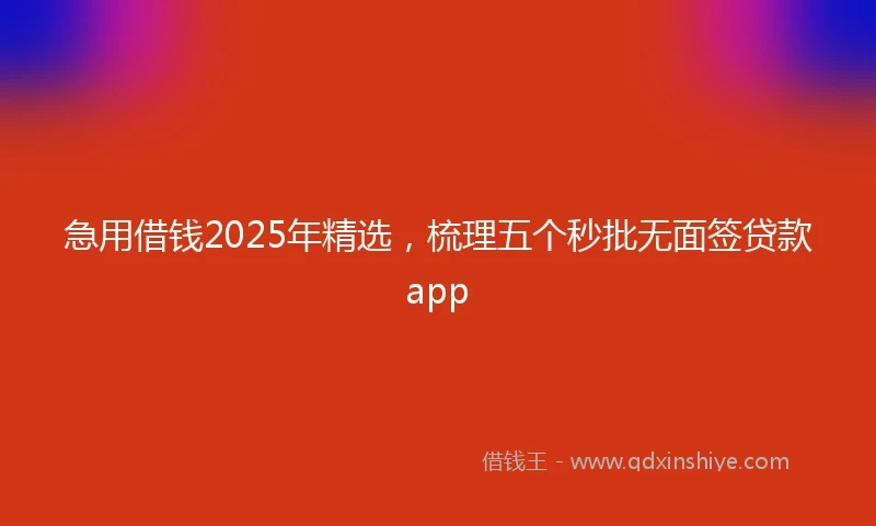 急用借钱2025年精选，梳理五个秒批无面签贷款app