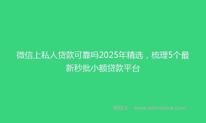微信上私人贷款可靠吗2025年精选，梳理5个最新秒批小额贷款平台