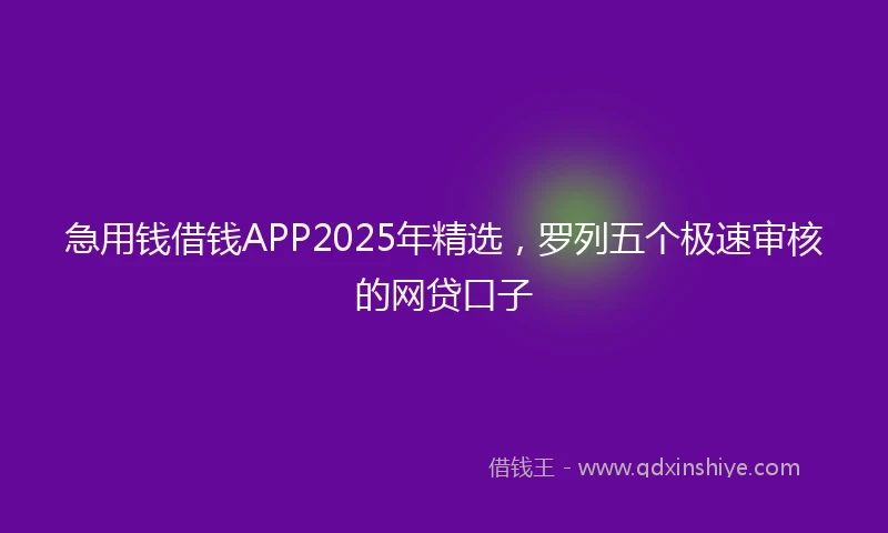 急用钱借钱APP2025年精选，罗列五个极速审核的网贷口子