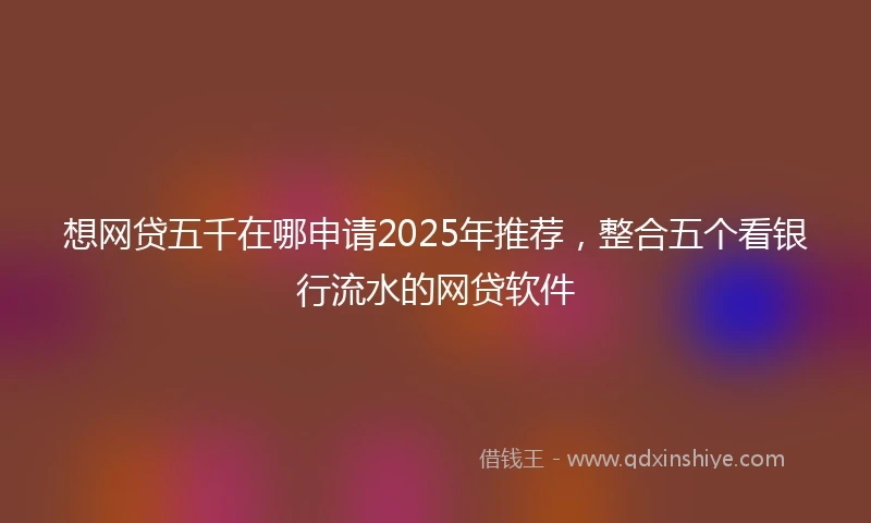 想网贷五千在哪申请2025年推荐，整合五个看银行流水的网贷软件