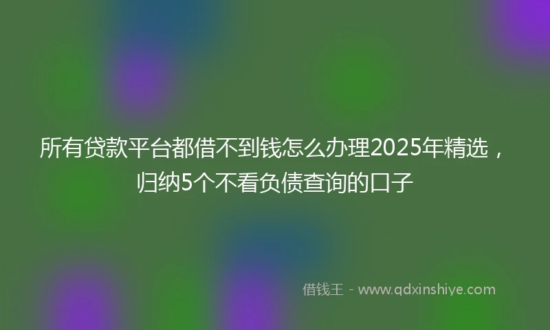 所有贷款平台都借不到钱怎么办理2025年精选，归纳5个不看负债查询的口子