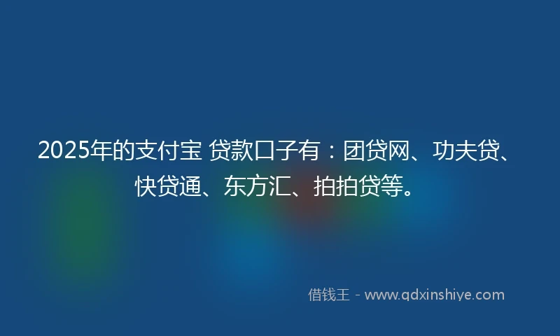 2025年的支付宝 贷款口子有：团贷网、功夫贷、快贷通、东方汇、拍拍贷等。