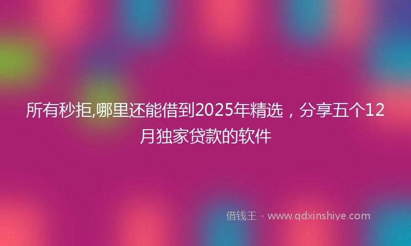 所有秒拒,哪里还能借到2025年精选，分享五个12月独家贷款的软件