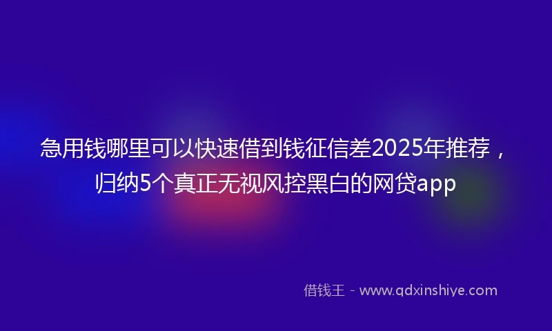 急用钱哪里可以快速借到钱征信差2025年推荐，归纳5个真正无视风控黑白的网贷app