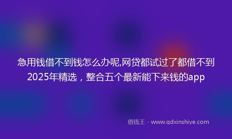 急用钱借不到钱怎么办呢,网贷都试过了都借不到2025年精选，整合五个最新能下来钱的app