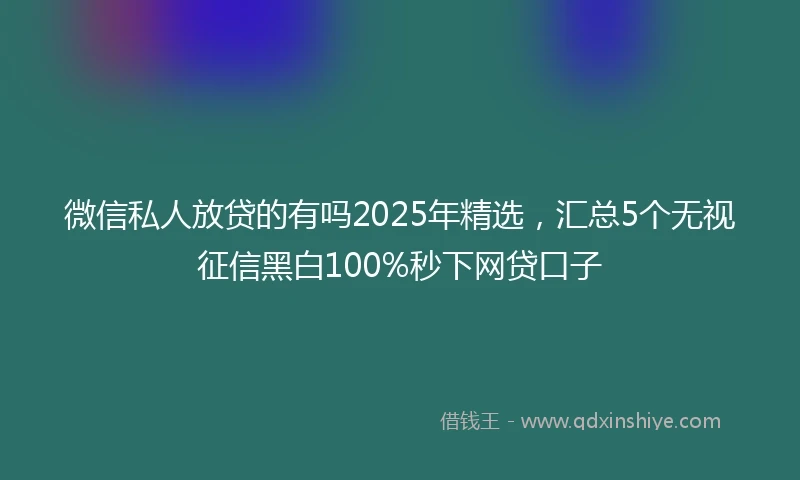 微信私人放贷的有吗2025年精选，汇总5个无视征信黑白100%秒下网贷口子