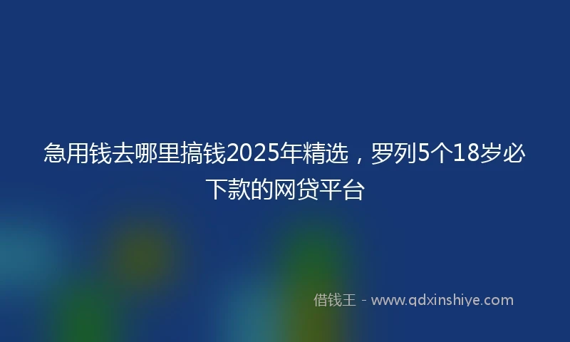 急用钱去哪里搞钱2025年精选，罗列5个18岁必下款的网贷平台