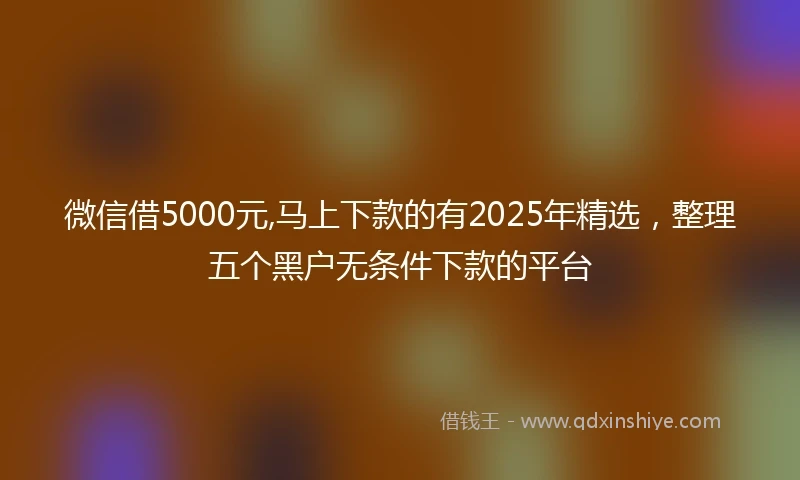 微信借5000元,马上下款的有2025年精选，整理五个黑户无条件下款的平台