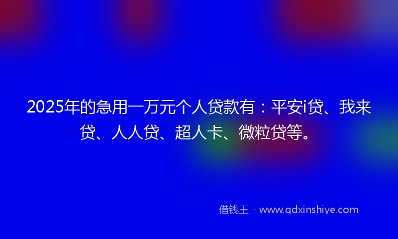 2025年的急用一万元个人贷款有：平安i贷、我来贷、人人贷、超人卡、微粒贷等。