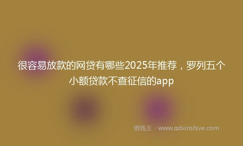 很容易放款的网贷有哪些2025年推荐，罗列五个小额贷款不查征信的app