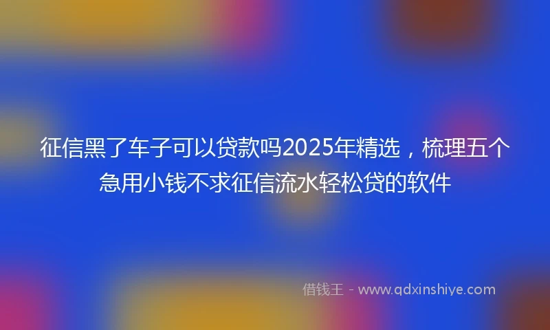 征信黑了车子可以贷款吗2025年精选，梳理五个急用小钱不求征信流水轻松贷的软件