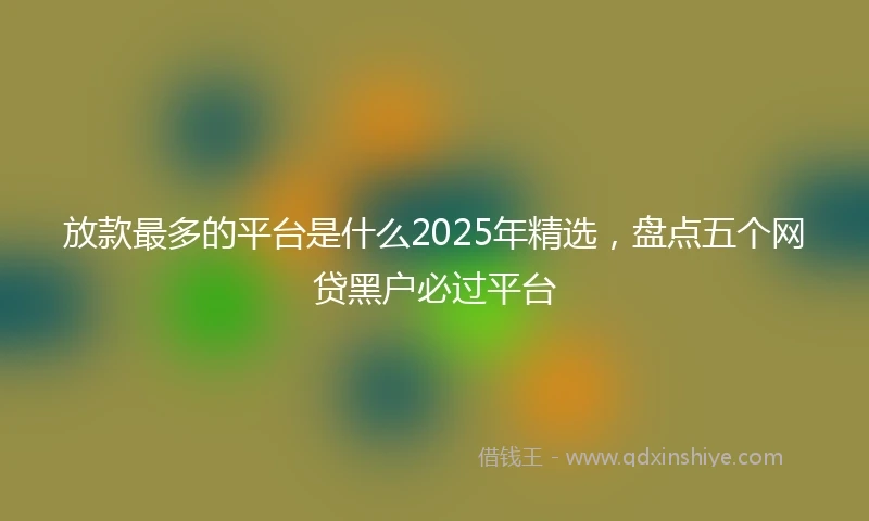 放款最多的平台是什么2025年精选,盘点五个网贷黑户必过平台