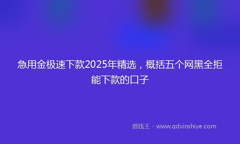 急用金极速下款2025年精选，概括五个网黑全拒能下款的口子