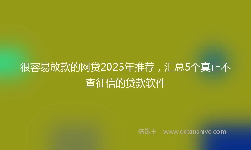 很容易放款的网贷2025年推荐，汇总5个真正不查征信的贷款软件