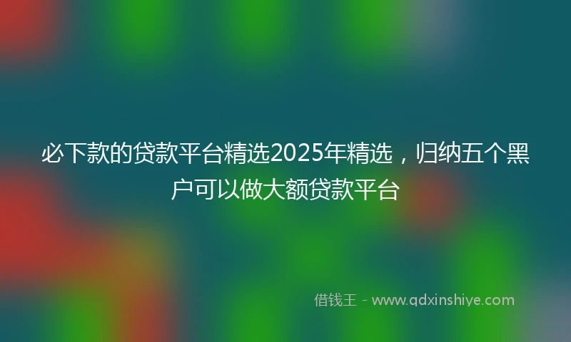 必下款的贷款平台精选2025年精选，归纳五个黑户可以做大额贷款平台