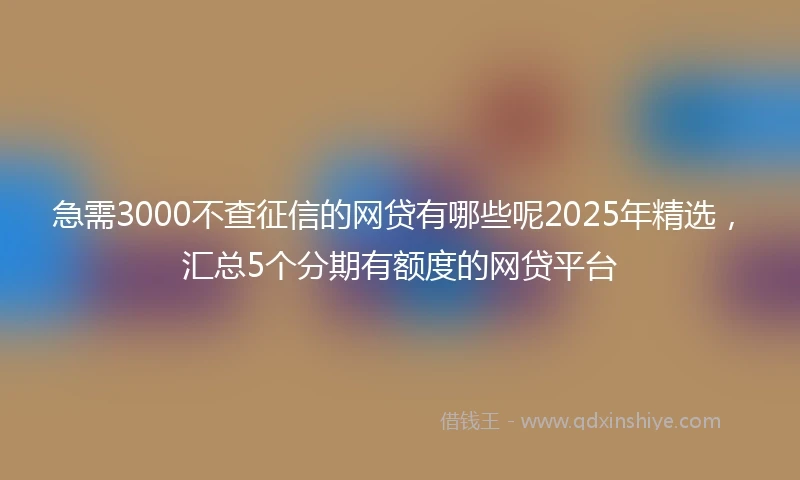 急需3000不查征信的网贷有哪些呢2025年精选，汇总5个分期有额度的网贷平台