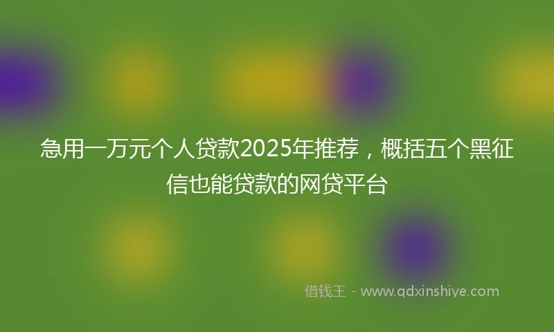急用一万元个人贷款2025年推荐，概括五个黑征信也能贷款的网贷平台