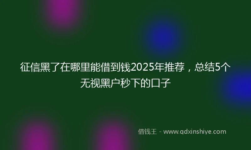 征信黑了在哪里能借到钱2025年推荐，总结5个无视黑户秒下的口子