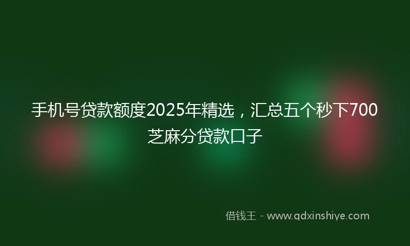 手机号贷款额度2025年精选，汇总五个秒下700芝麻分贷款口子