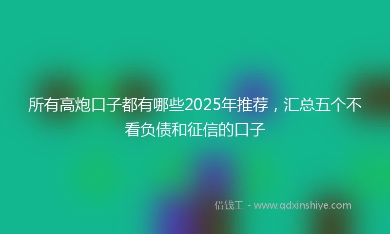 所有高炮口子都有哪些2025年推荐，汇总五个不看负债和征信的口子