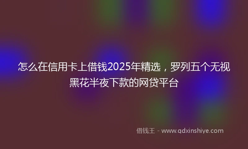 怎么在信用卡上借钱2025年精选，罗列五个无视黑花半夜下款的网贷平台