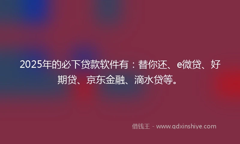 2025年的必下贷款软件有：替你还、e微贷、好期贷、京东金融、滴水贷等。