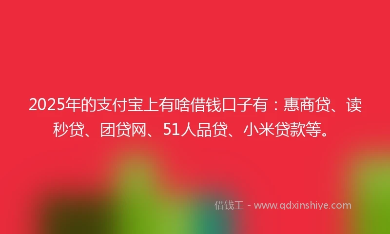 2025年的支付宝上有啥借钱口子有：惠商贷、读秒贷、团贷网、51人品贷、小米贷款等。