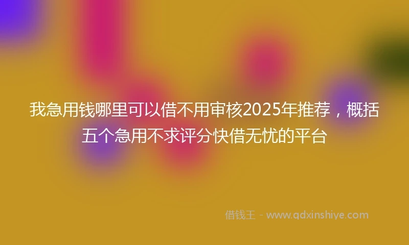 我急用钱哪里可以借不用审核2025年推荐，概括五个急用不求评分快借无忧的平台