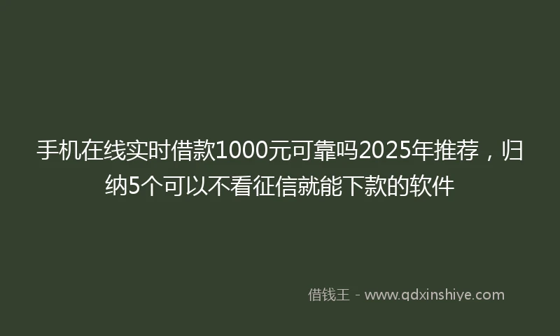 手机在线实时借款1000元可靠吗2025年推荐，归纳5个可以不看征信就能下款的软件