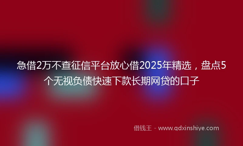 急借2万不查征信平台放心借2025年精选，盘点5个无视负债快速下款长期网贷的口子
