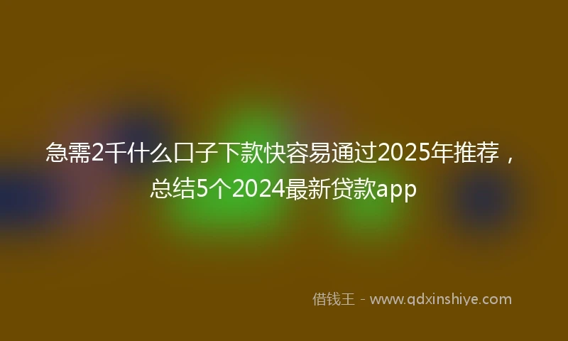 急需2千什么口子下款快容易通过2025年推荐，总结5个2024最新贷款app