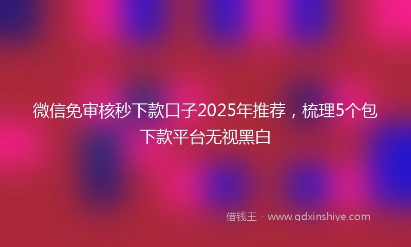 微信免审核秒下款口子2025年推荐，梳理5个包下款平台无视黑白