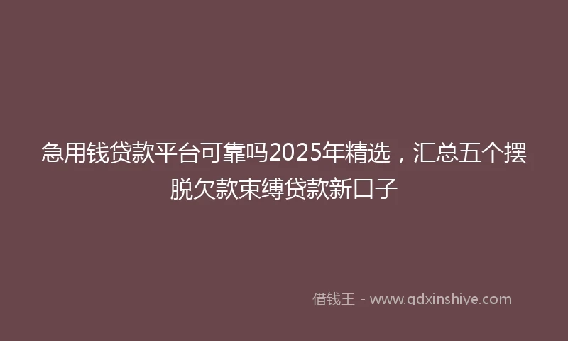 急用钱贷款平台可靠吗2025年精选，汇总五个摆脱欠款束缚贷款新口子