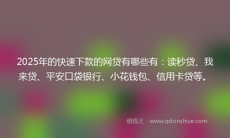 2025年的快速下款的网贷有哪些有：读秒贷、我来贷、平安口袋银行、小花钱包、信用卡贷等。