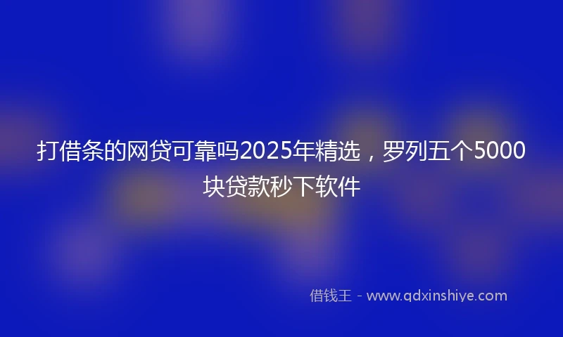 打借条的网贷可靠吗2025年精选，罗列五个5000块贷款秒下软件